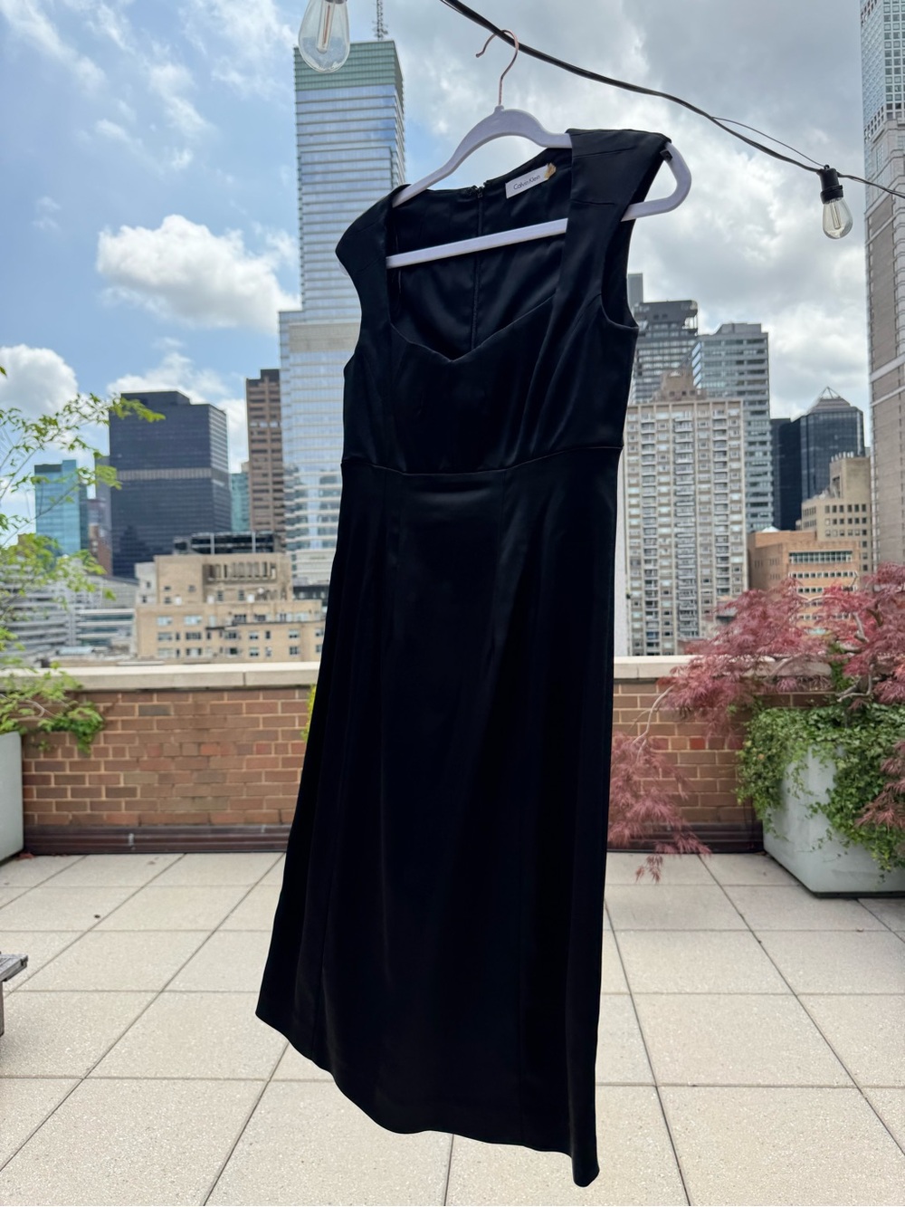 Calvin Klein Black Sleeveless V-Neck Midi Dress
